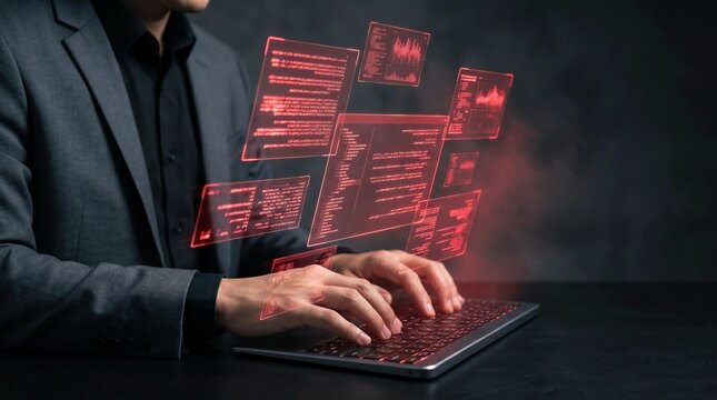  Ethical hacking and cybersecurity breach simulation with coding vulnerabilities Hacker accessing digital network through software exploit