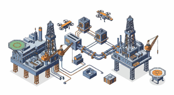 Industrial oil rig construction site operations.