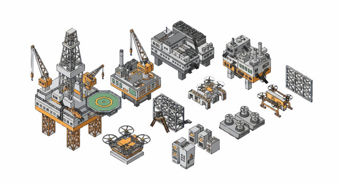 Industrial offshore oil rig platform.