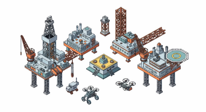Industrial Lego Oil Rig Models.