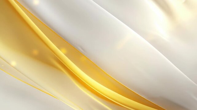 Abstract background with flowing golden and white silk fabric textures