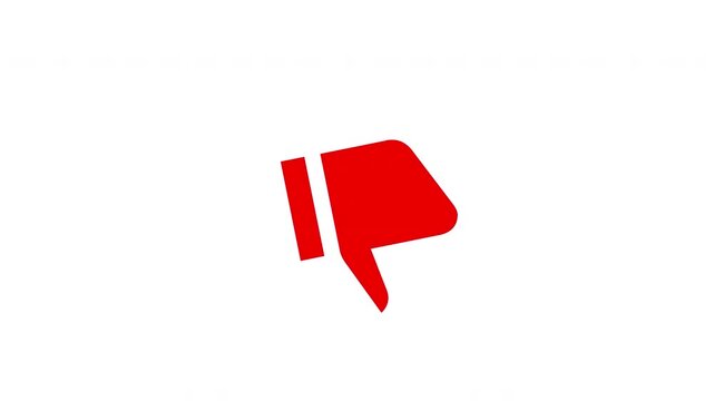 Red Thumb Down Dislike Icon on White Background Flat 2D Animation