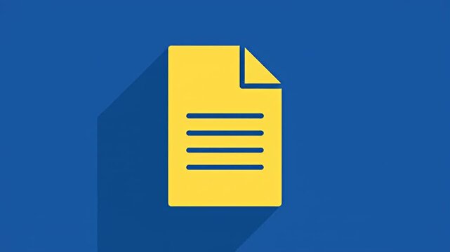 Stylized yellow document icon with a folded corner on blue background