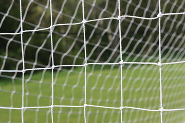 Close up of a football goal net on a pitch © Francesca Leslie