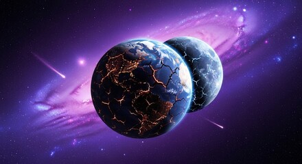 Planetary collision concept illustration