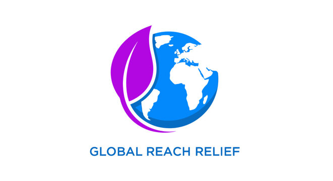 Global Reach Relief logo with earth globe and leaf.