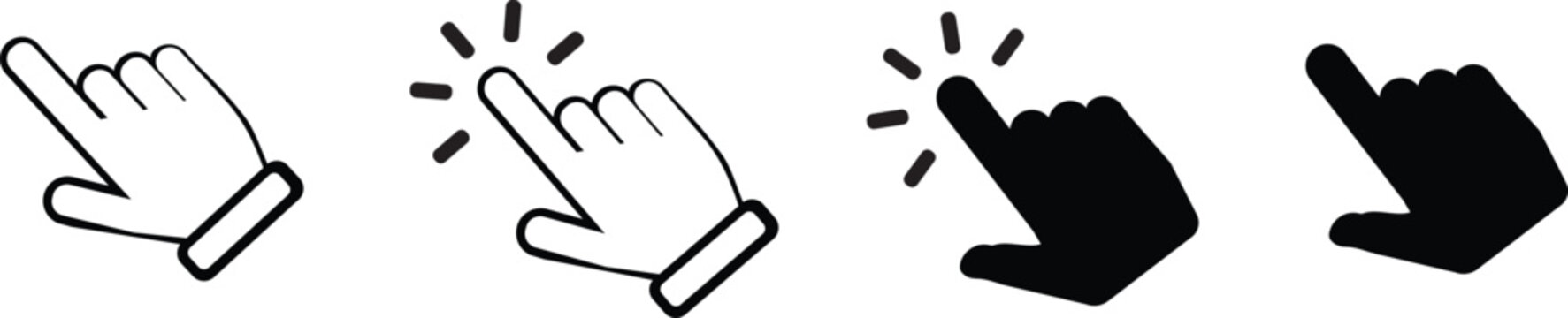 Click Hand Gesture Icons, Tap, Cursor, Touchscreen, Press, User Interface Symbols