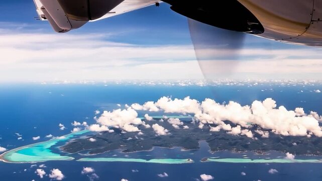 Bora Bora Island, French Polynesia. Aerial view of the island.