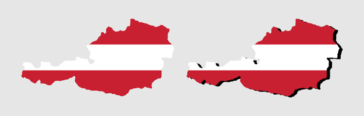 Fototapeta premium Map of austria with national flag pattern