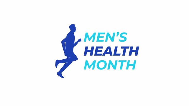 Men's Health Month tittle with men running on transparent background