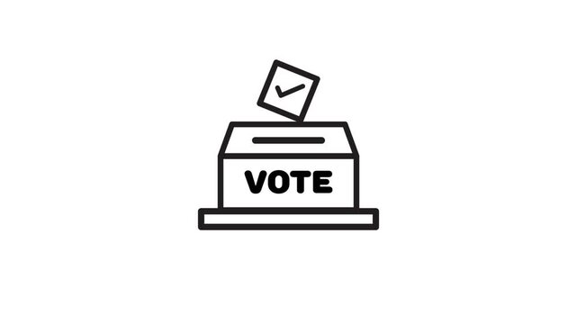 Voting icon with ballot animation isolated on white background