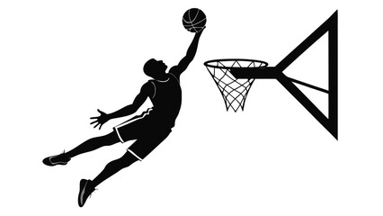 Basketball player dunking during a game with dramatic lighting and a clean white background for commercial use © kzaman
