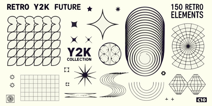 retro y2k future graphic elements collection high quality professional detailed modern elegant stylish clean crisp
