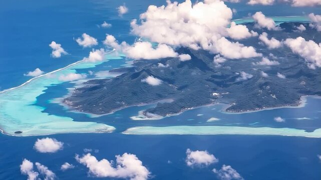 Bora Bora Island, French Polynesia. Aerial view of the island.