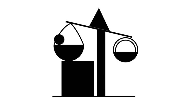 Minimalist Unbalanced Scales of Justice Icon Vector Illustration Representing Inequality and Weight Comparison
