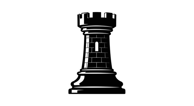 Black Chess Rook Castle Piece Vector Illustration for Strategy, Business Planning, and Game Design Isolated on White Background