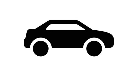 Fototapeta premium Minimalist black car silhouette icon isolated on white background, vector illustration of a sedan vehicle for automotive and transportation design