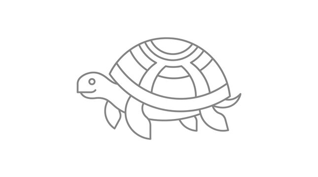 Minimalist monocline vector icon of a turtle, simple sea turtle line art silhouette, SVG-ready for Circuit and laser cutting, tortoise outline icon.