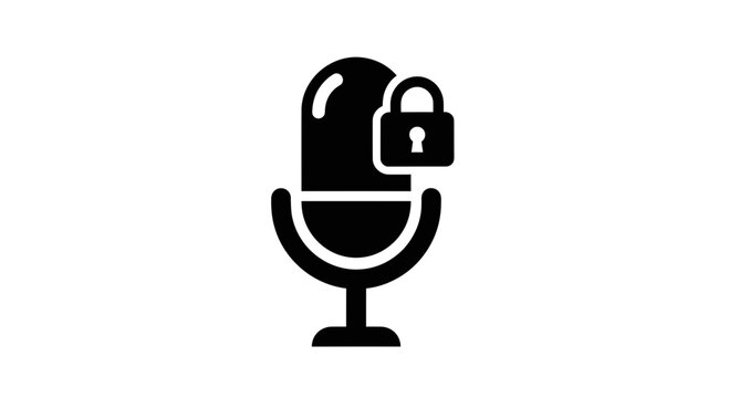Microphone Security Icon Representing Audio Privacy, Secure Recording, and Data Encryption Illustration