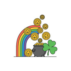 Obraz premium Coins Spilling from Pot of Gold.
