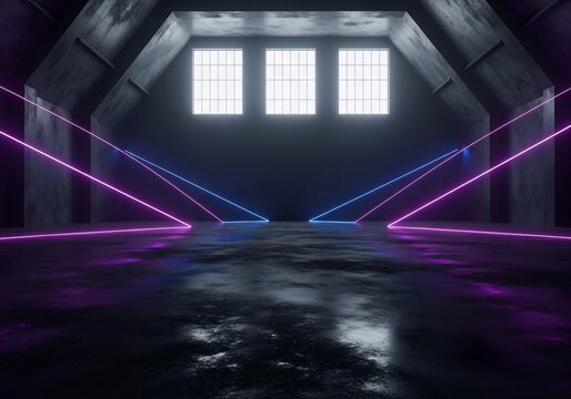 Reflective Void, Neon Geometry