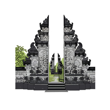 Traditional Balinese Hindu Temple Split Gate Candi Bentar