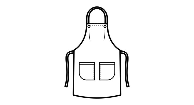 Clean vector illustration of a white apron with pockets isolated
