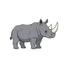 Fototapeta premium Cartoon of a standing gray rhinoceros with two horns