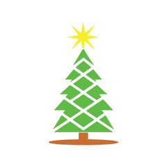 Obraz premium Christmas Tree Vector Icon Colorful Flat Holiday Decoration Tree Sticker Illustration