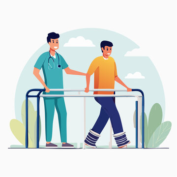Physical Therapist Assisting Patient with Rehabilitation Exercises
