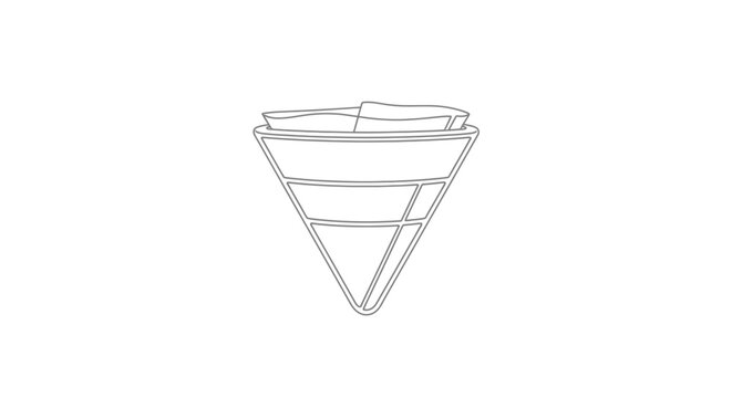 Geometric funnel icon on white background for design and branding