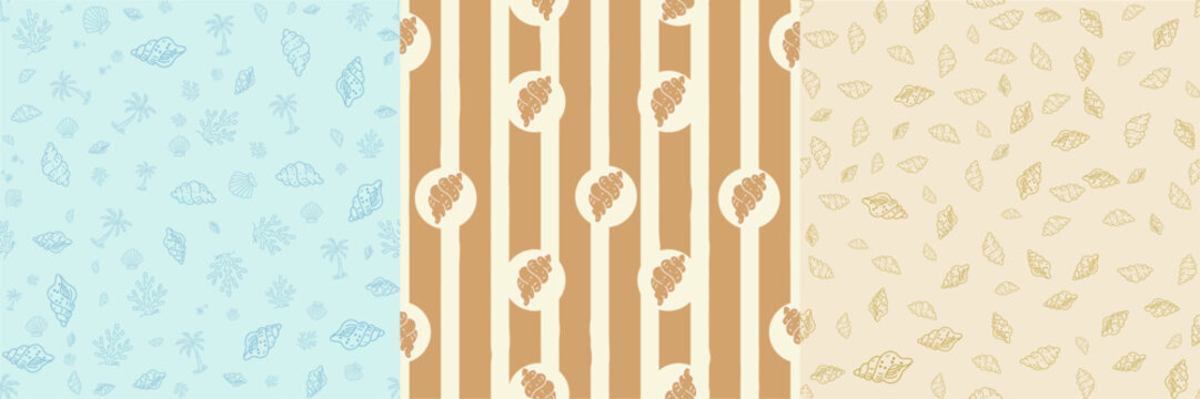 Tropical beach summer Seamless Pattern &ndash; Cute Summer Ocean Beach Background