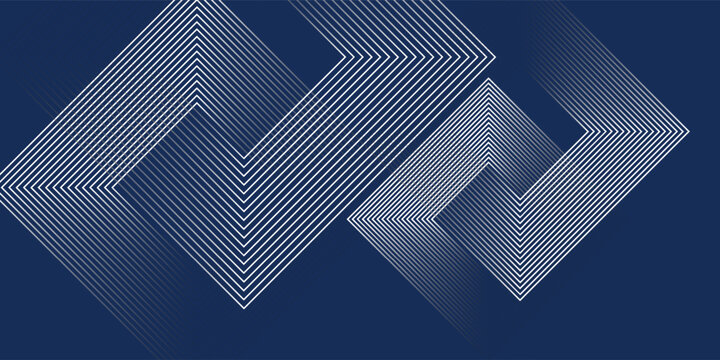 Abstract geometric background with white nested chevron lines on a navy blue backdrop. Modern minimalist vector illustration for technology, business, or corporate design covers.
