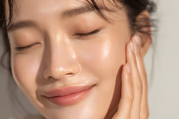 Obraz premium ハリとツヤのある健康的な肌の日本人女性（ナチュラルビューティー）