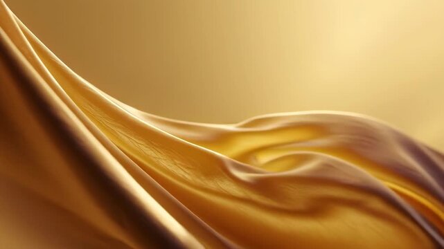 Elegant Golden Fabric Background Flowing in Soft Light for Celebration