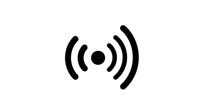 Signal or broadcast icon with concentric waves isolated on white background