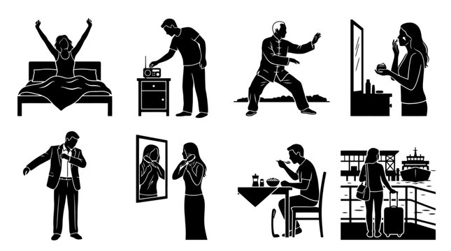 Daily life and morning routine icons.