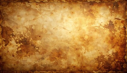 Fototapeta premium A rustic, aged parchment background with warm sepia tones and heavily distressed, ragged edges.