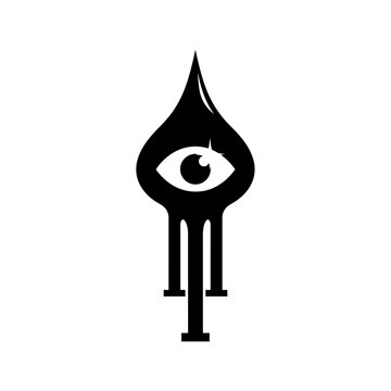 A black and white minimalist illustration of an eye with a tear drop and three candles