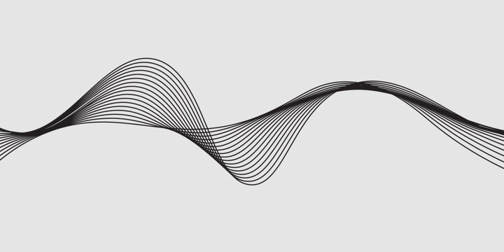 Elegant abstract design featuring monochrome wavy fine lines intertwined against a white background. vector