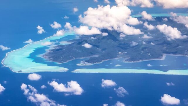 Bora Bora Island, French Polynesia. Aerial view of the island.