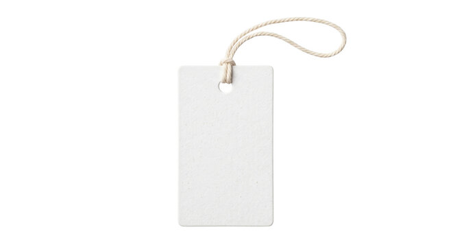 Blank white paper hang tag with twine string