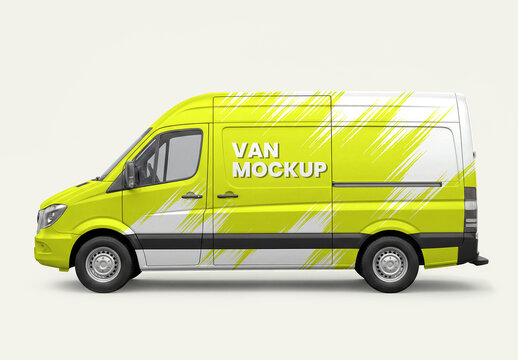 Cargo Van Side View Mockup