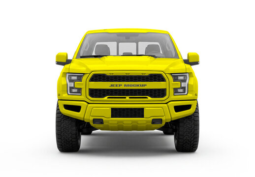 Yellow Pickup Truck Van Mockup