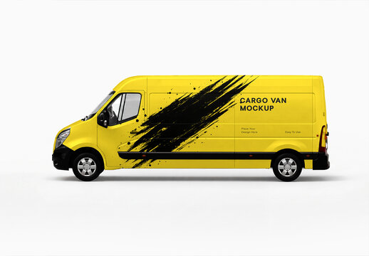 Yellow Cargo Van Mockup