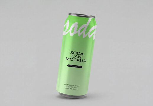 Soda Can Mockup on White Background