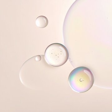透明バブルのオイルマクロ液体ミニマル抽象背景