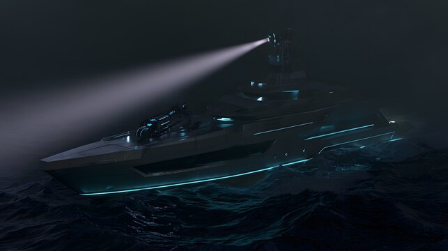 Futuristic yacht navigates stormy seas a beacon of advanced technology and engineered design excellence