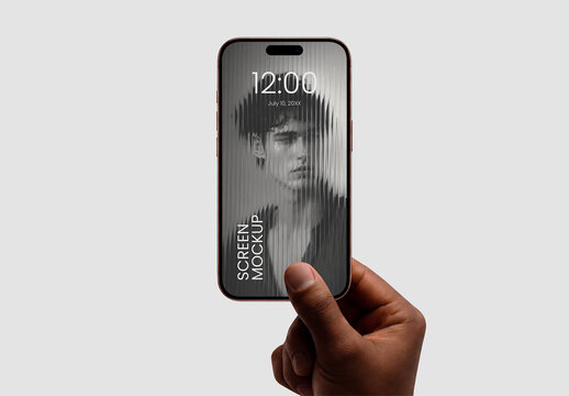 Person Holding Mobile Phone with Customizable Screen Mockup