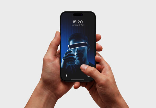 Close up of hand using mobile phone mockup